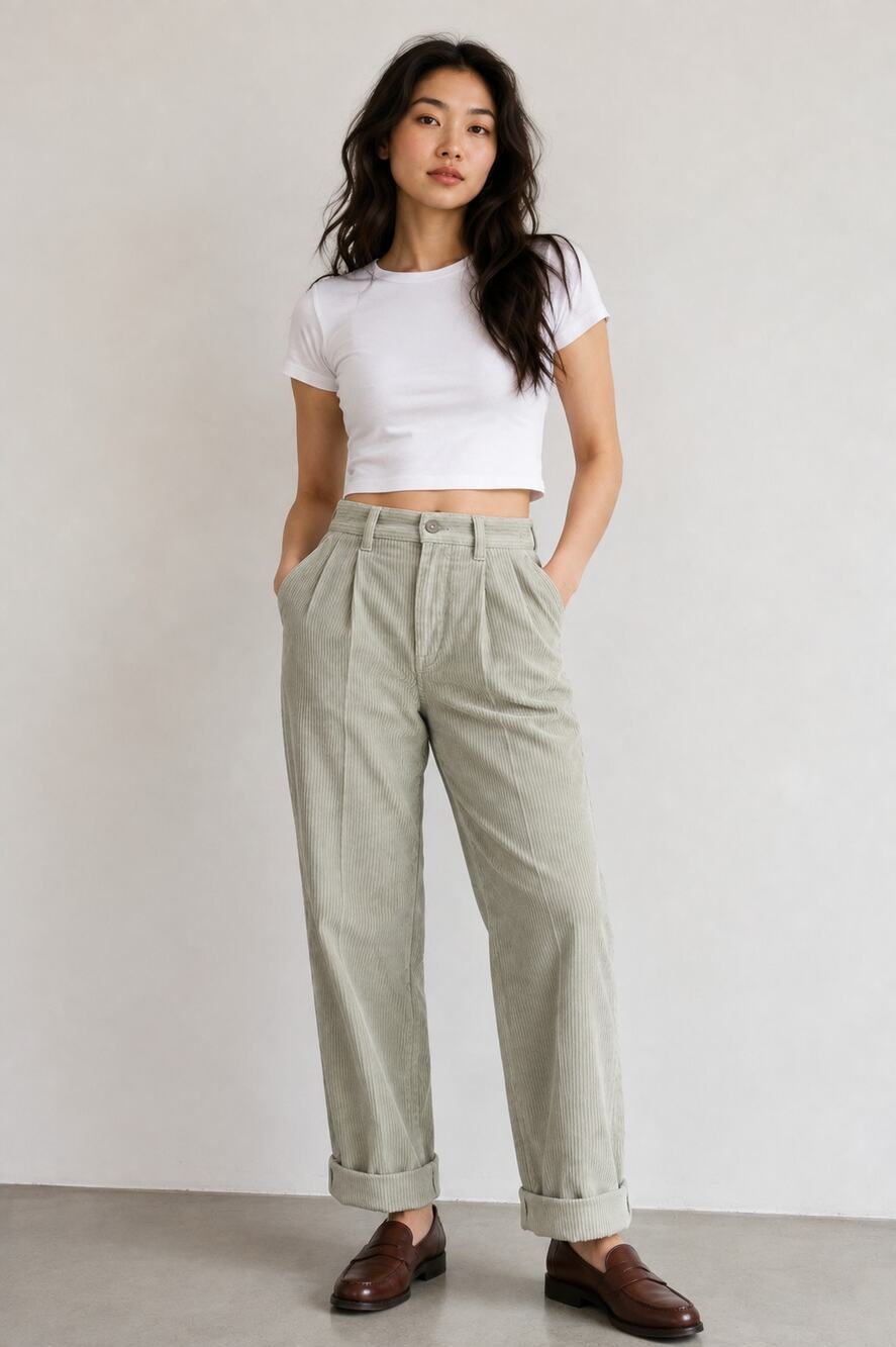 NWT Deadstock 90s Vintage Edwin Pleated High Rise Corduroy Trousers 26 Menswear